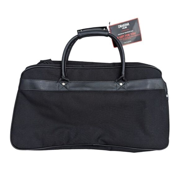 Drakkar Noir Buckled Black Traveler Duffle Bag Large NWT - Picture 5 of 12